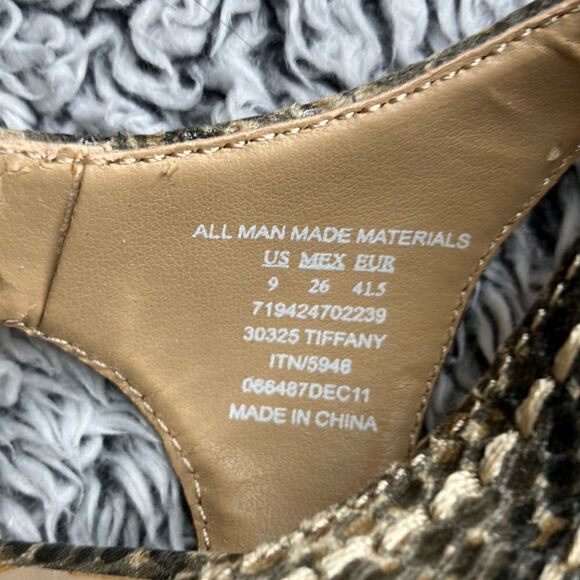 TIFFANY Animal Print 9 Leather Strap Cork Heel Sandals - Picture 5 of 10